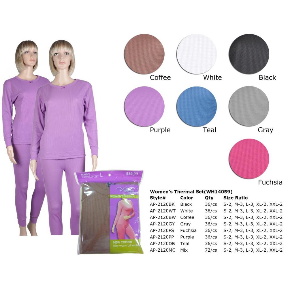 36 Pieces of Ladies Thermal Set In Coffee