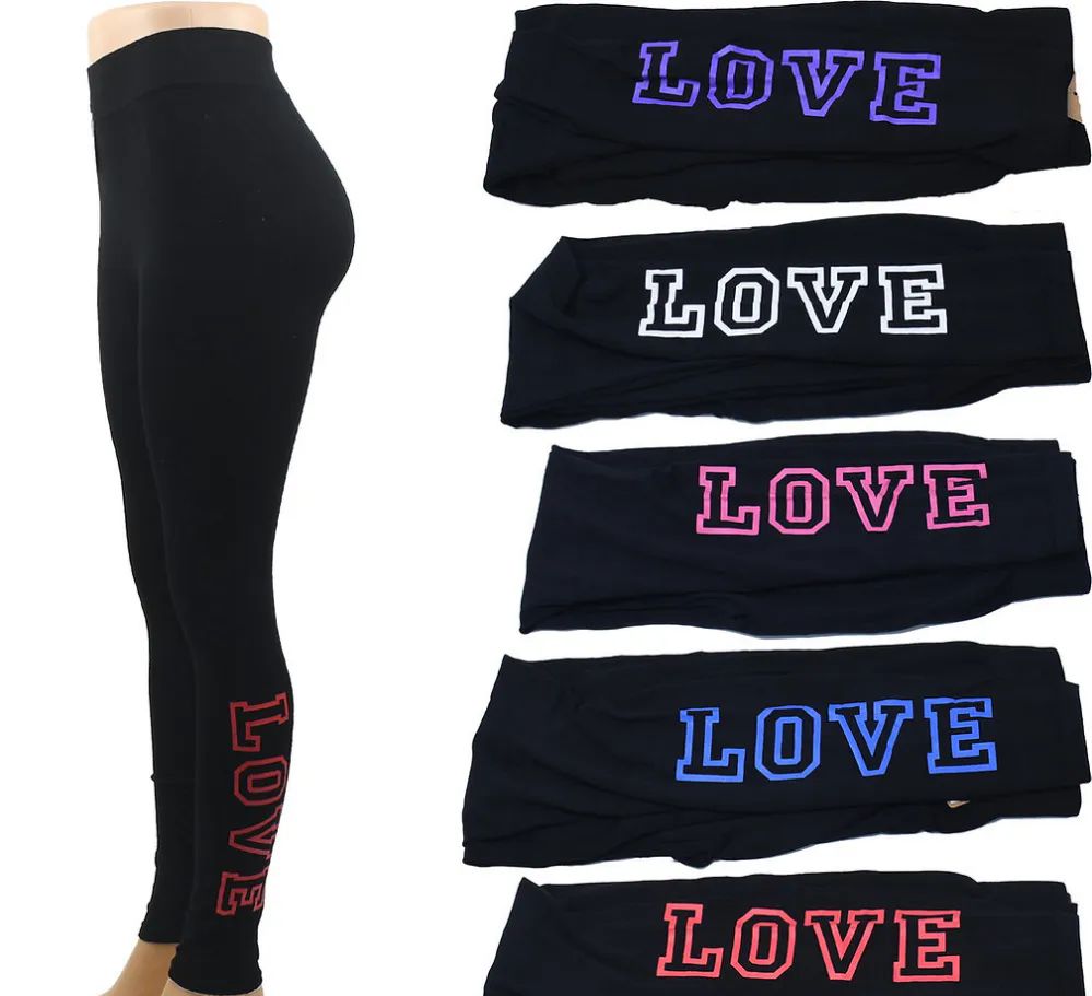 36 Pieces of Long Women Leggings Love Print Seamless Size L/ xl