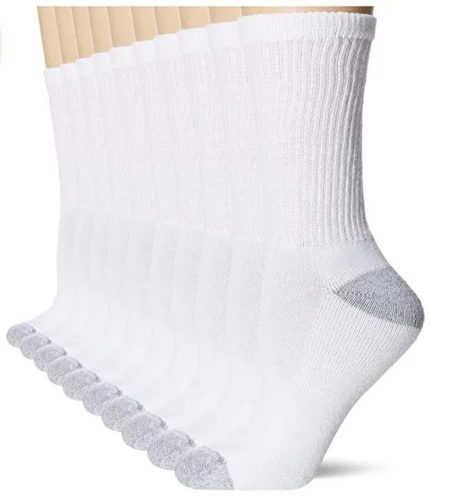 108 Wholesale White Crew Socks Gray Heel And Toe Size 1013 at