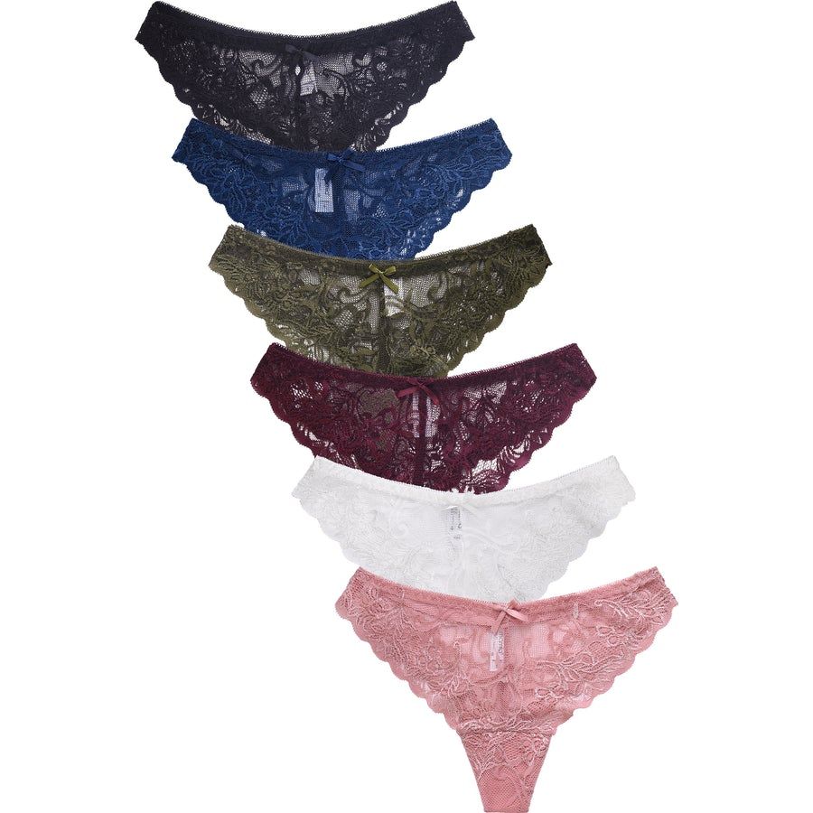 432 Wholesale Mamia Ladies Lace Thong Panty Size L - at 