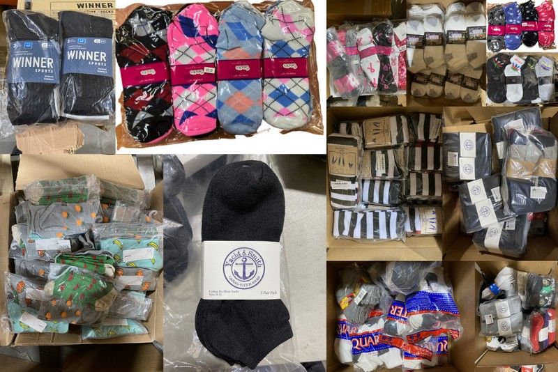 1200 Pairs of Mega Sock Pallet Deal Mens Woman And Children Mix Socks - All Kinds Of Socks Bulk Buy