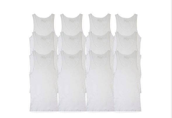 72 Wholesale Men's Classic 6 Pack Tank Tops In White Size xl