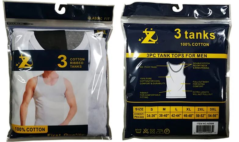 6 Pieces of Men's Cotton Ribbed Tanks T-Shirts Size 2xl