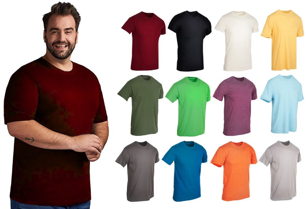 12 Pieces of Men's Cotton Short Sleeve T-Shirt Size 2X-Large, Assorted Colors