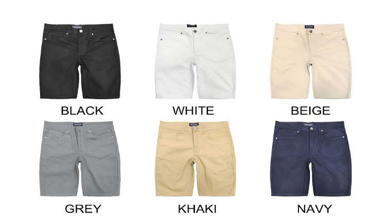 12 Pieces Men's Cotton Spandex Twill Shorts In Khaki Pack B - Mens Shorts