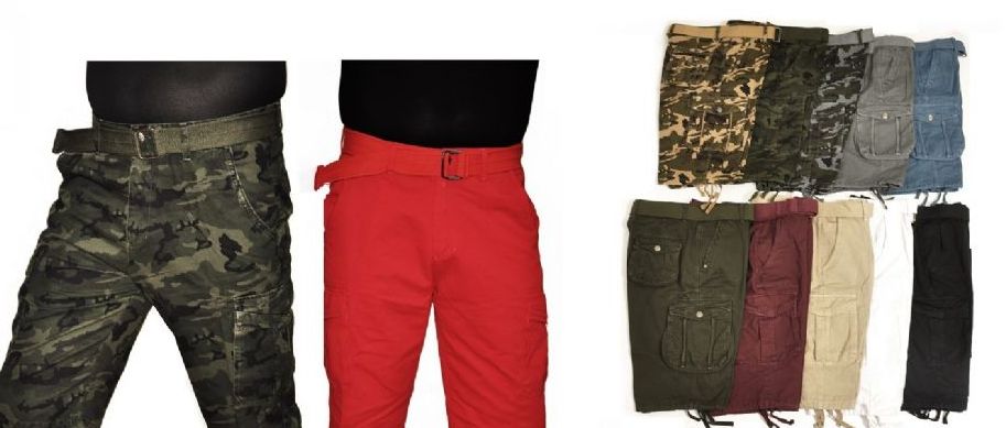 12 Pieces of Men's Fashion Cargo Shorts By Color