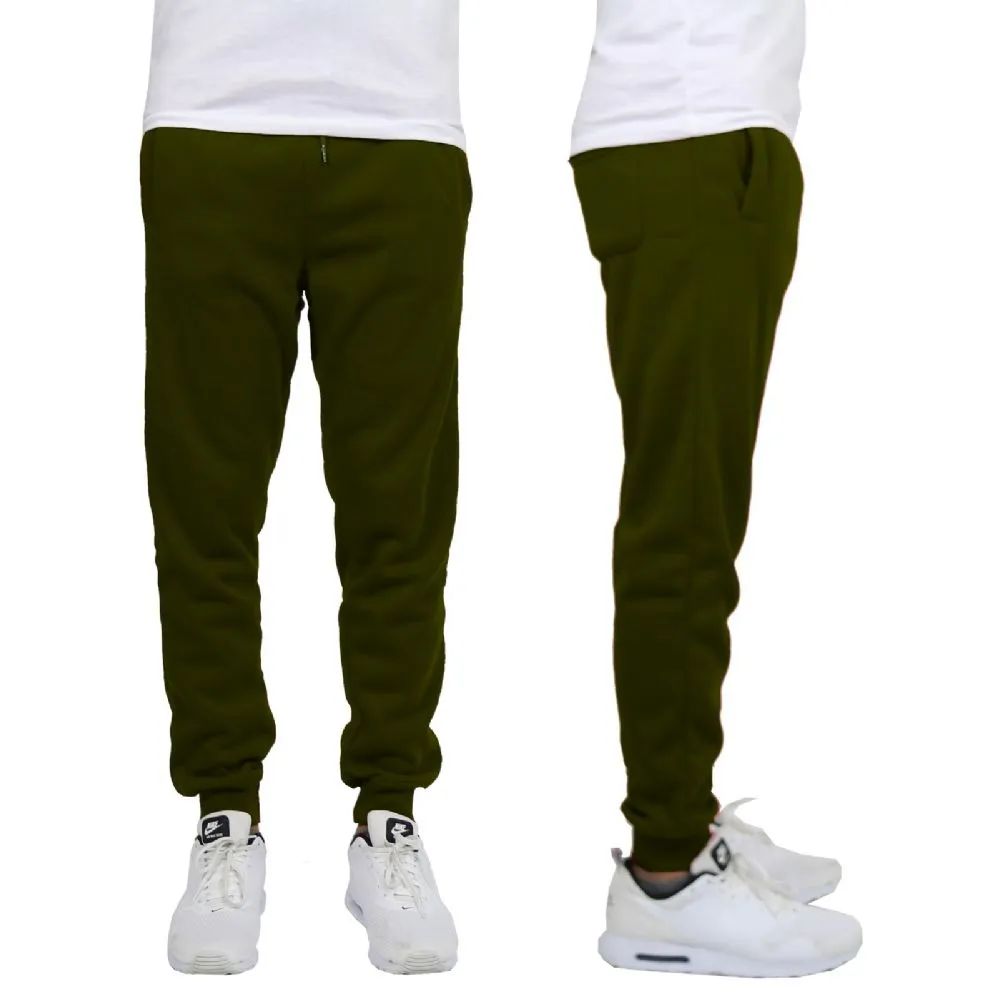 24 Wholesale Men's Heavy Weight Joggers In Olive Size M