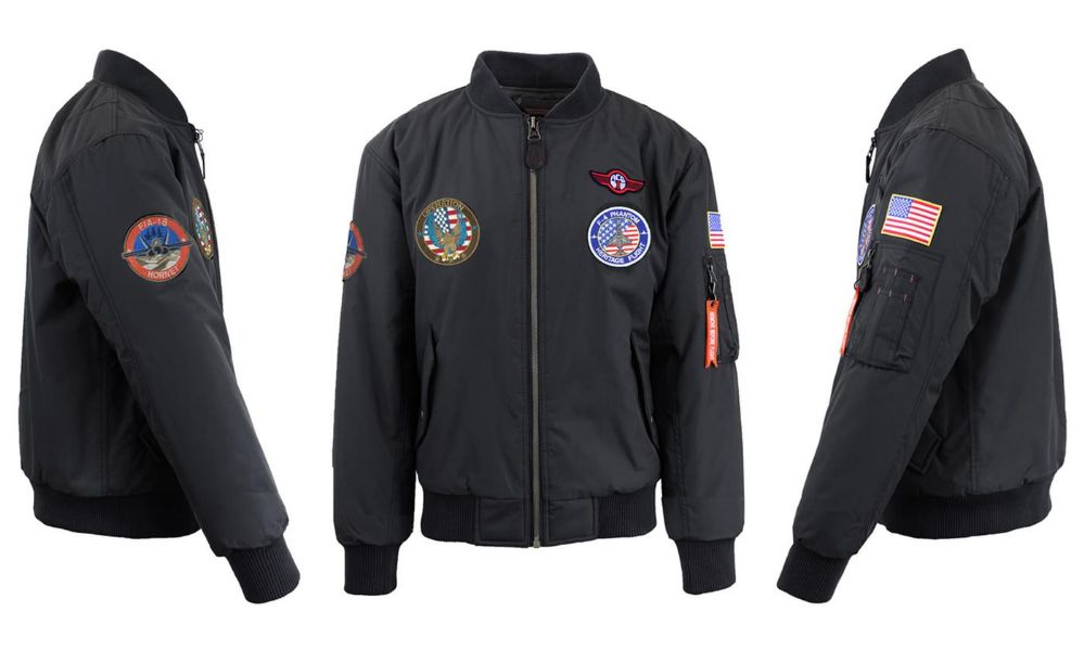 12 Pieces of Men's Heavyweight MA-1 Flight Bomber Jackets Black With Patches Size Xlarge