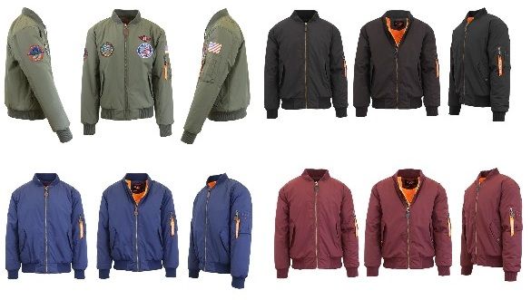192 Bulk Men's Heavyweight MA-1 Flight Bomber Jackets Pallet Deal Mix Sizes Colors