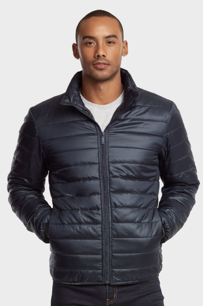 12 Wholesale Men's Puff Jacket In Navy Size Medium