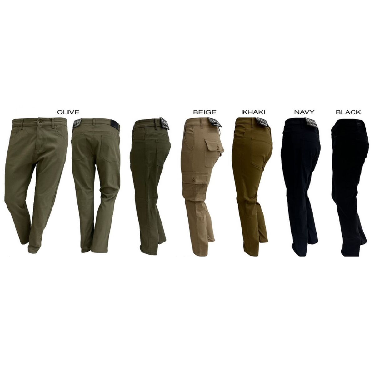 Wholesale Men's Khaki Stretch Twill Pants: 3Size 30-38 - WSD
