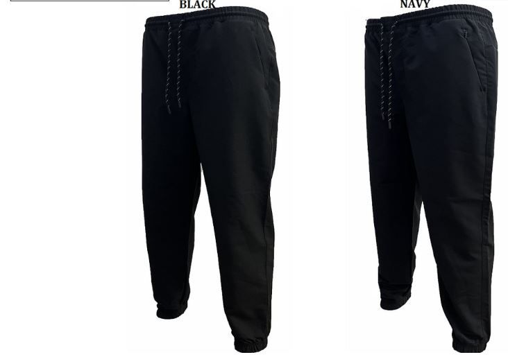 12 Pieces Men's Tech Woven Nylon Pants In Black - Mens Sweatpants