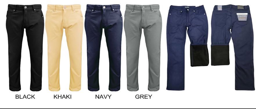 12 Wholesale Men's Twill Pants With Fleece Lining In Grey (pack b)