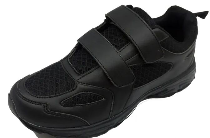 12 Pairs of Men's Velcro Strap Sneaker Black Color Size 8-12