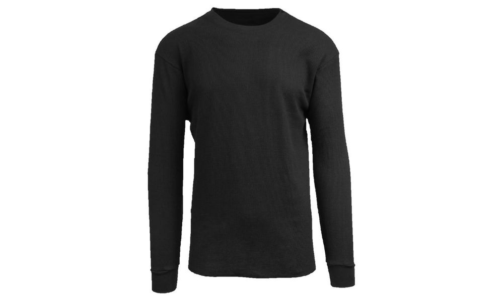 36 Pieces of Men's Waffle Knit Thermal Shirt In Black, Size xl