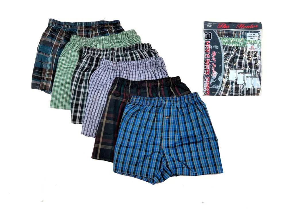 36 Pieces of Men Woven Boxer Shorts With Button Size L