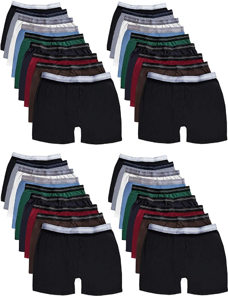 180 Wholesale Mens 100% Cotton Boxer Briefs Underwear, Assorted Colors Large