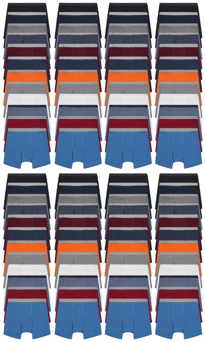 96 Pieces of Mens 100% Cotton Boxer Briefs Underwear Assorted Colors, Size X-Large, 96 Pack