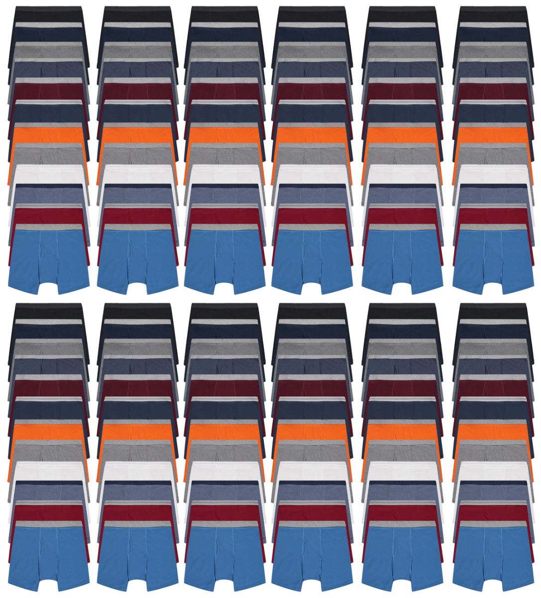 144 Pieces of Mens 100% Cotton Boxer Briefs Underwear Assorted Colors, Size X-Large, 144 Pack