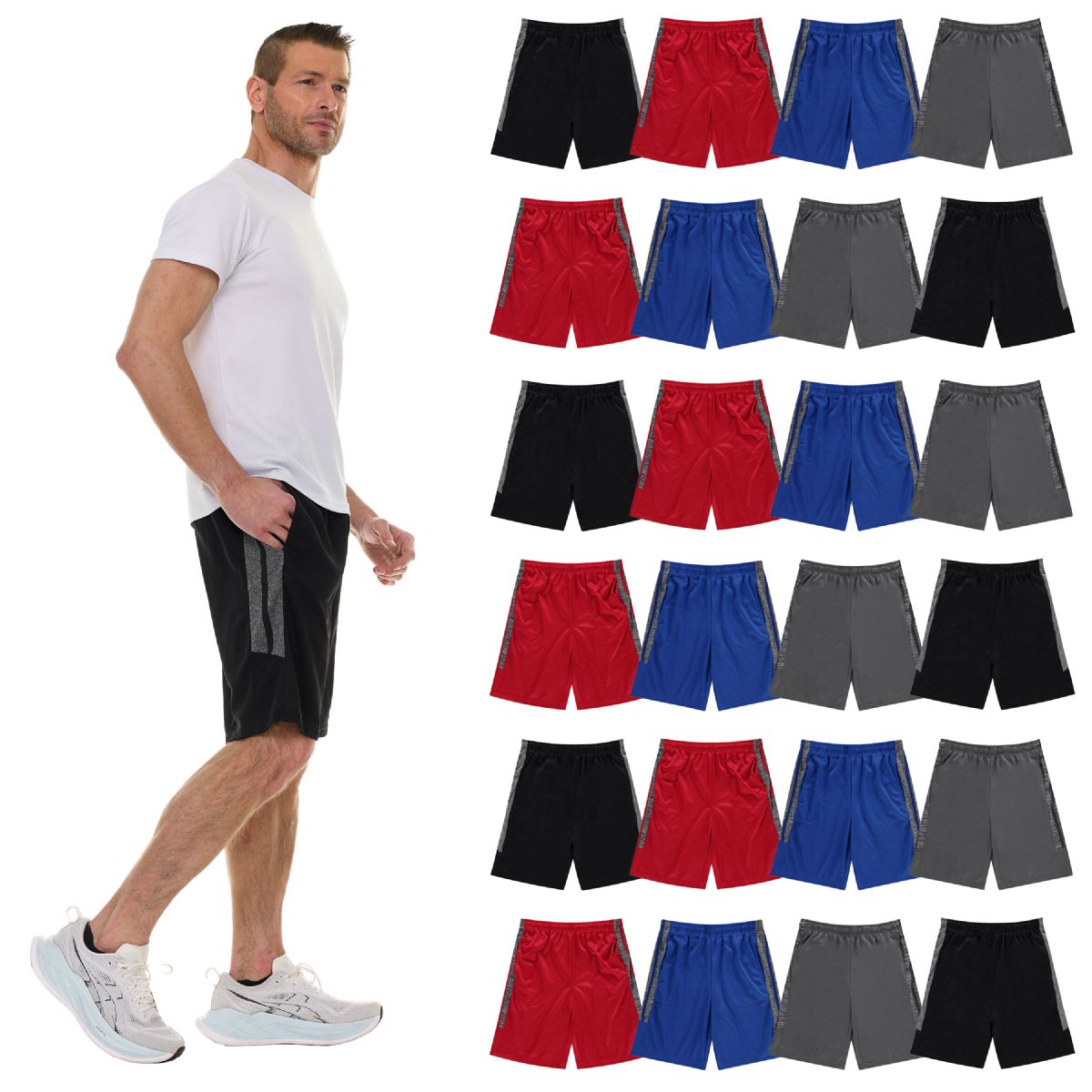 12 Pieces of Mens 21 Inch Mesh Athletic Basketball Jogging Shorts Assorted Sizes