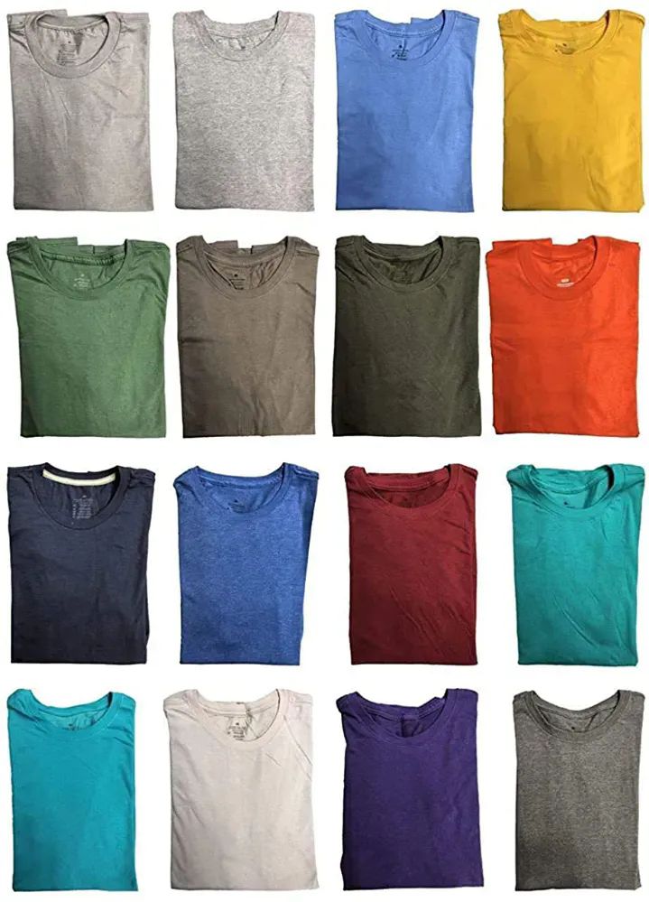 12 Pieces of Mens Assorted Cotton Crew Neck Short Sleeve T-Shirt, Size Large