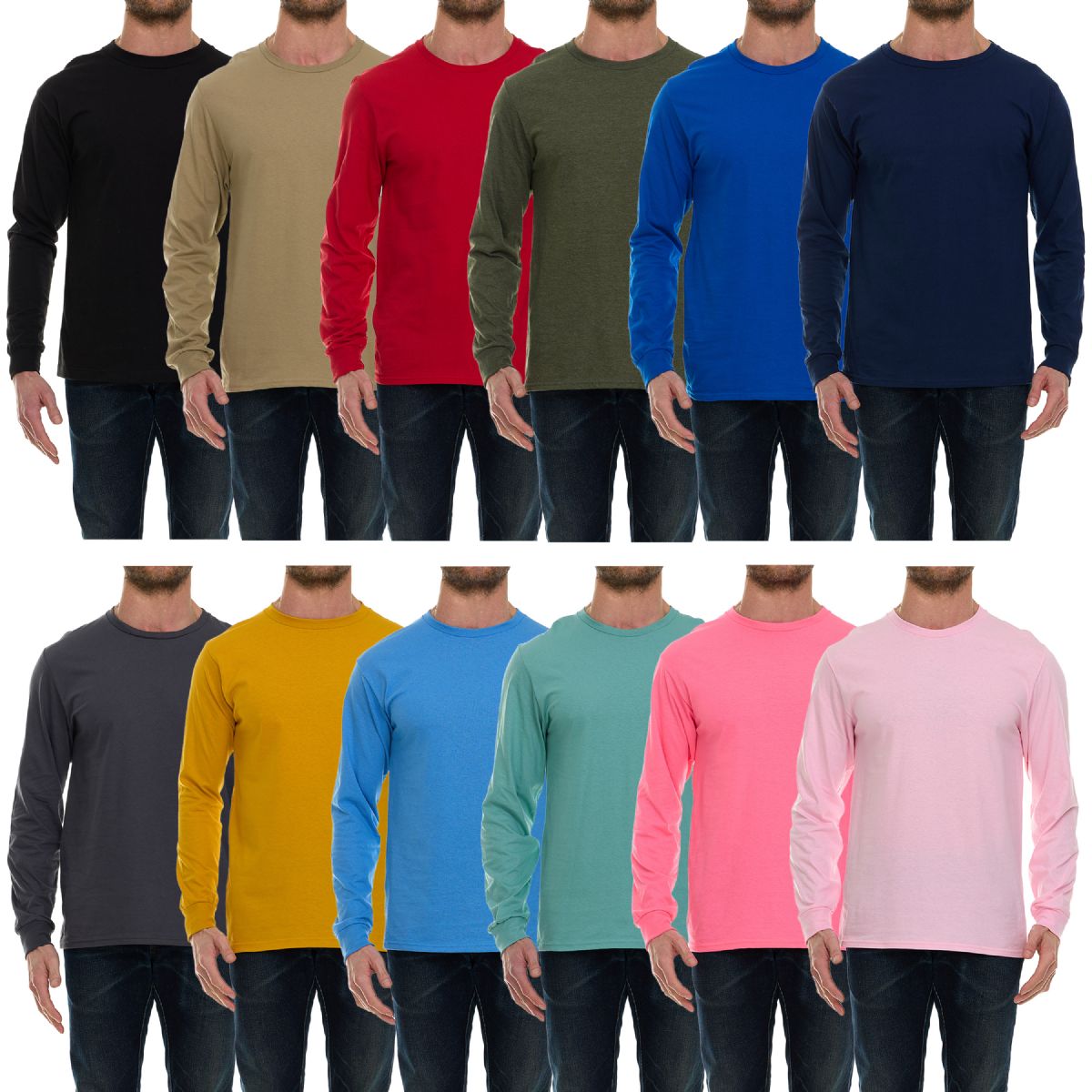 Mens Assorted Mix Light And Dark Colors Long Sleeve T-Shirt Size Xlarge