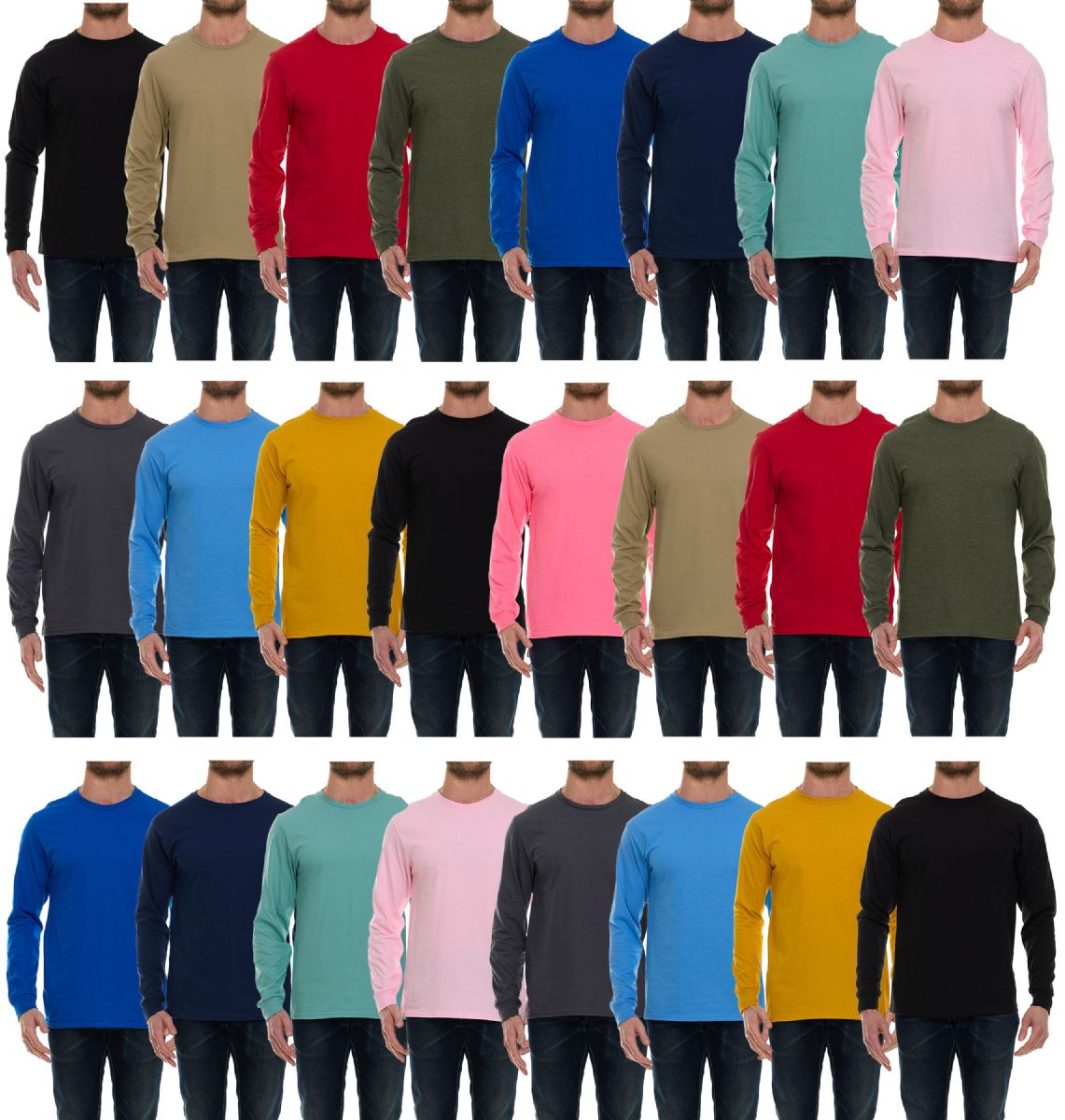 Mens Assorted Mix Light And Dark Colors Long Sleeve T-Shirt Size Large