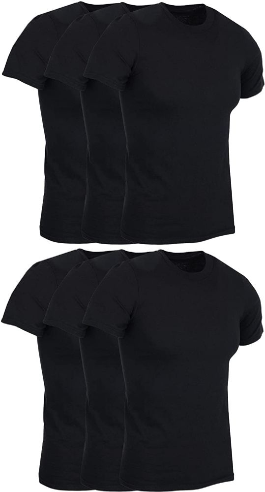 6 Wholesale Mens Black Cotton Crew Neck T Shirt Size Medium