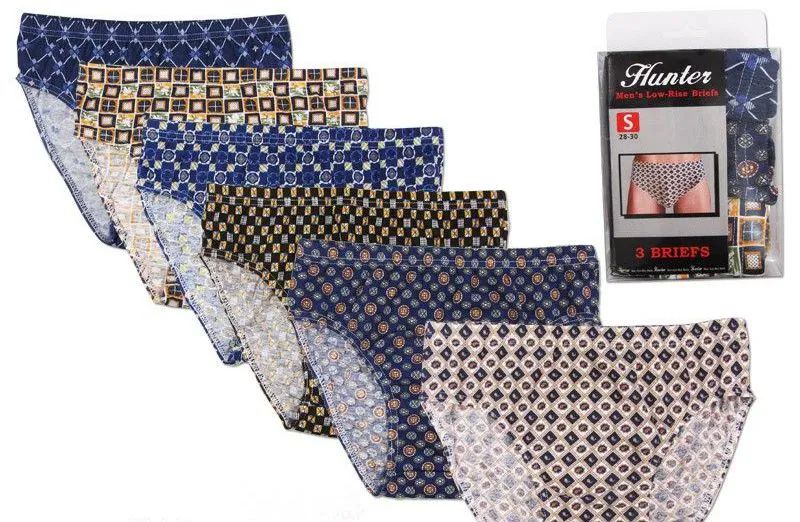 144 pieces of Mens Cotton Brief With Print Size M