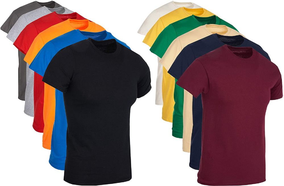 Mens Cotton Crew Neck Short Sleeve T-Shirts Irregular , Assorted Colors And Sizes S-4xl