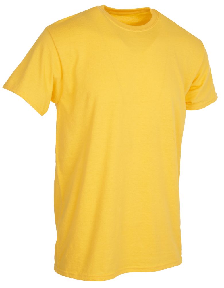36 Wholesale Mens Cotton Short Sleeve T Shirts Solid Yellow Size M