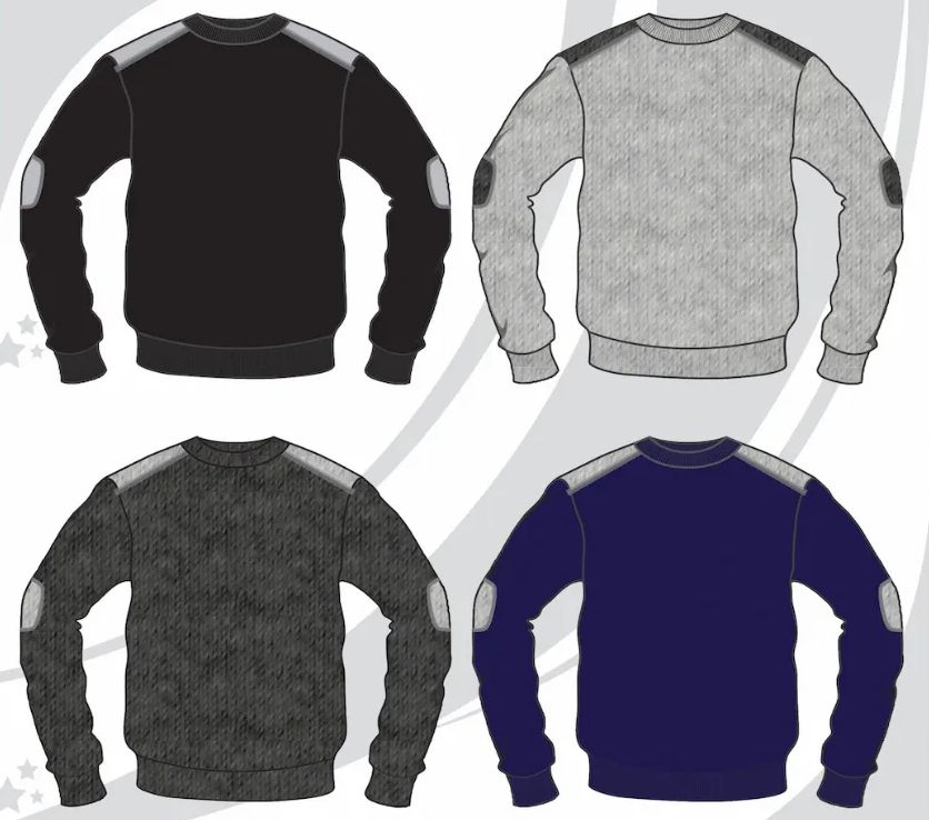48 Pieces of Men's Crew Neck Long Sleeve Contrast Color Sweater With Sleeve Patch Sizes S-xl