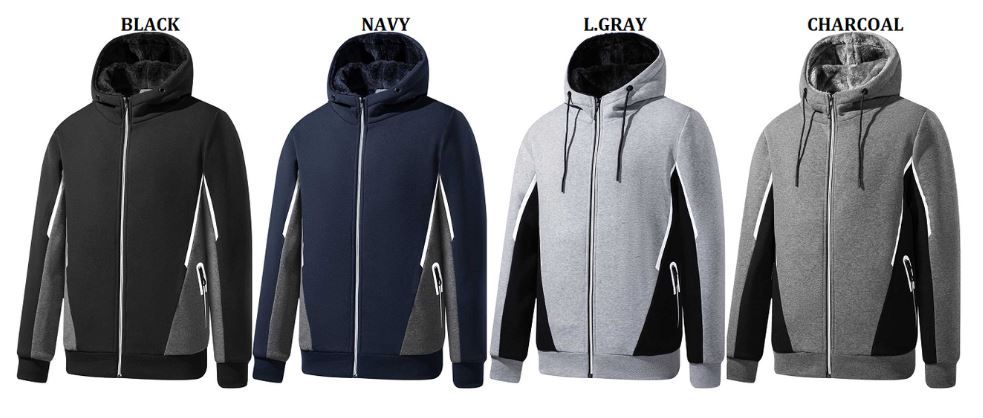 6 Pieces Mens Fleece Hoodie With Fur Lining In Lgrey (pack A: S-Xl) - Mens Jackets