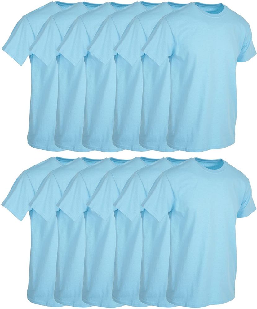 36 Pieces of Mens Light Blue Cotton Crew Neck T Shirt Size Small