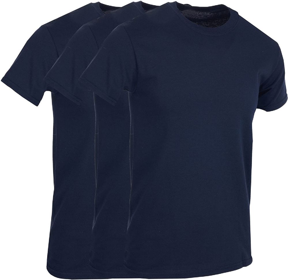 3 Pieces of Mens Navy Blue Cotton Crew Neck T Shirt Size Large