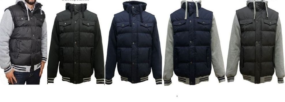 12 Wholesale Mens Nylon Fleece Hooded Jacket In Light Grey And Black ( Pack B: M-3xl)