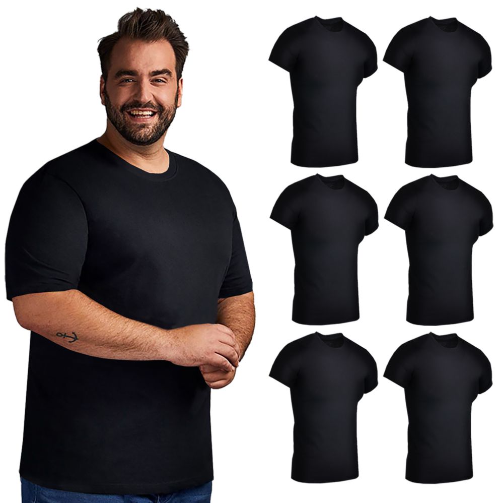 12 Pieces of Mens Plus Size Cotton Crew Neck Short Sleeve T-Shirts Black, Size 7x