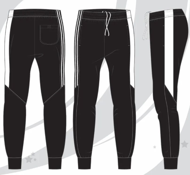 24 Pieces of Mens Tricot Jogger Pants With Rib Cuff Black And White Sizes S-xl