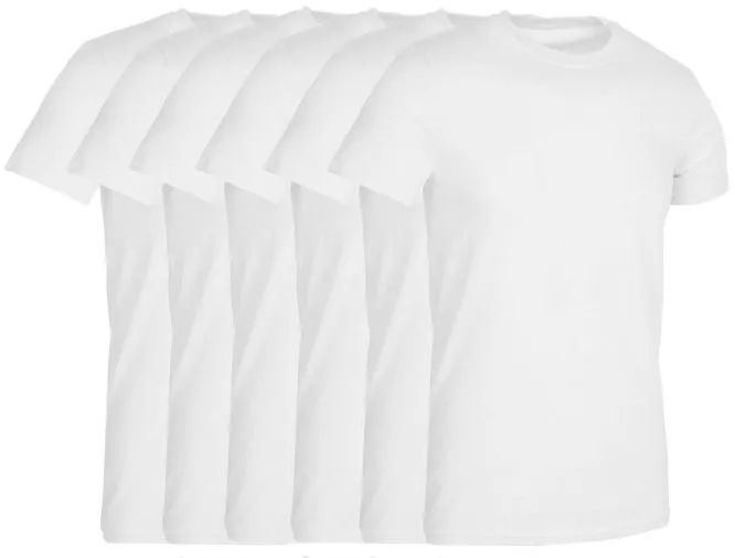 6 Wholesale Mens White Cotton Crew Neck T Shirt Size Xlarge