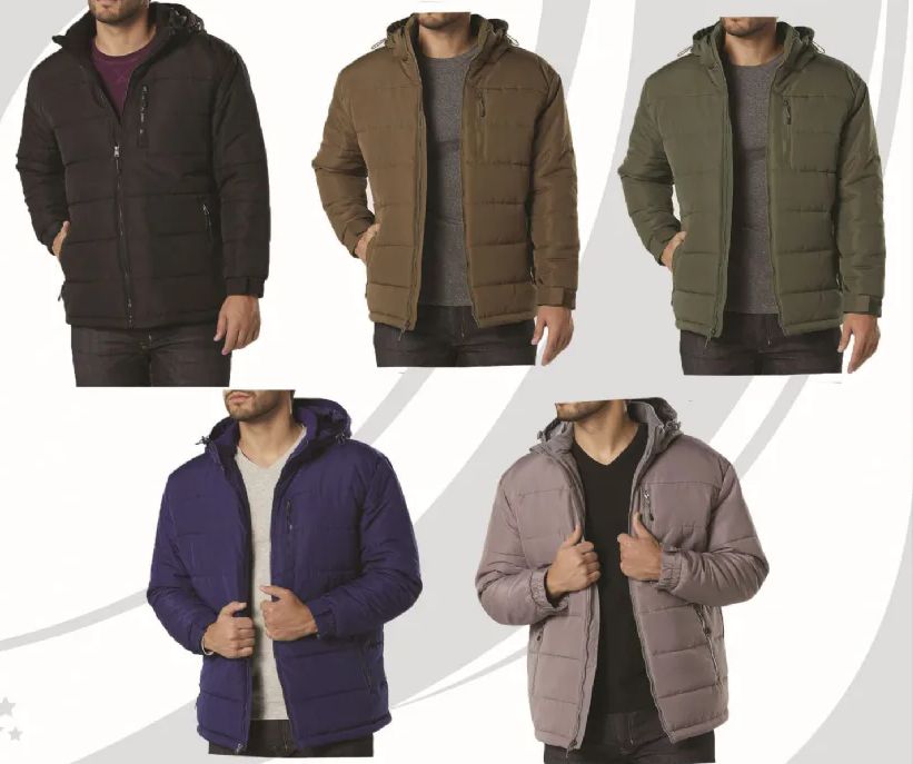 12 Wholesale Men's Woven Full Zip Padded Jacket Assorted Sizes M-2xl Dark  Olive