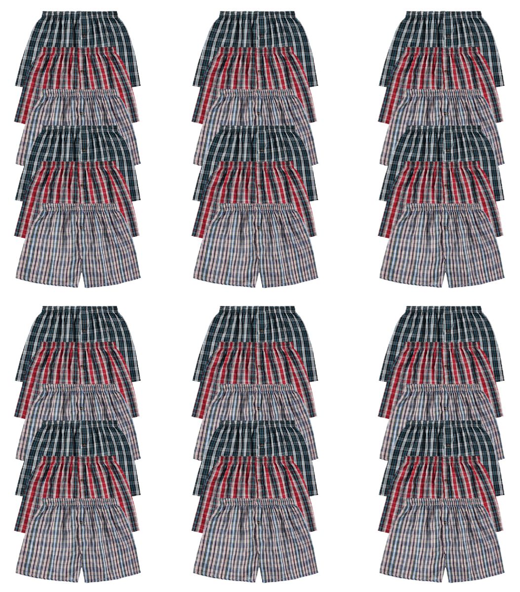 36 Pieces of Mens Woven Plaid Boxer Shorts Size Large