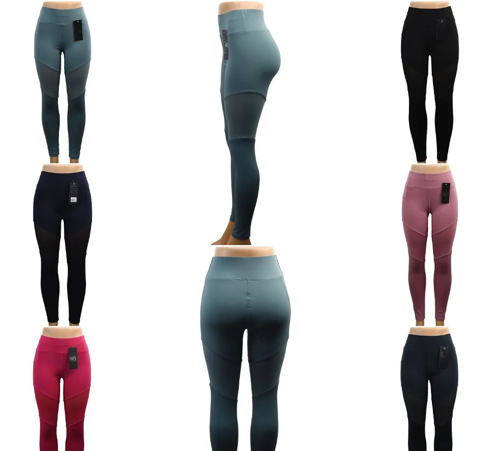 24 Wholesale Womens Solid Color High Waist Leggings Size L / xl