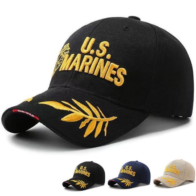 24 Wholesale Military Velcro Snapback Hat Marines Color Tan at