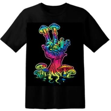 12 Wholesale Multicolor Peace Sign Mushroom Black Shirts Plus Size