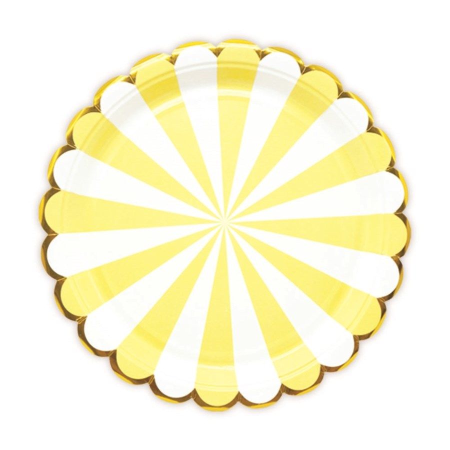 96 Pieces Nine Inch Eight Count Paper Plate Yellow Gold Rimmed - Party ...