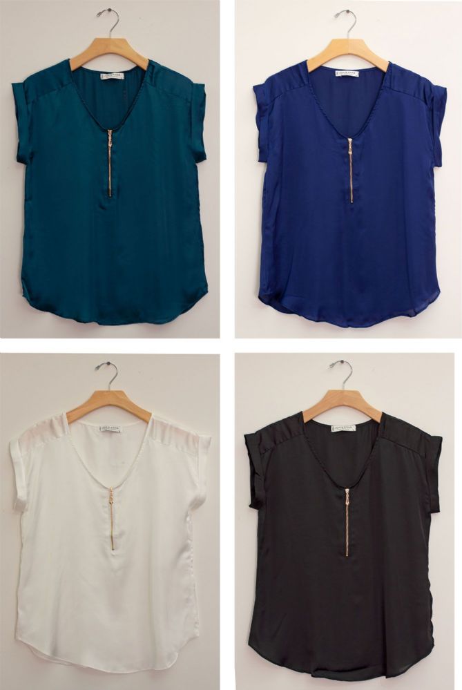 2242 White Zipper Blouse