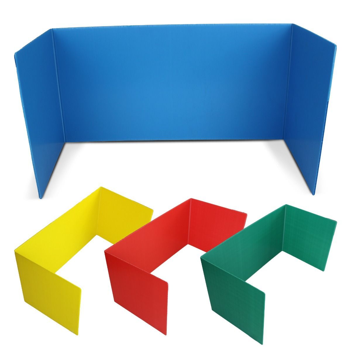 24 Pieces of Premium Corrugated Plastic Study Carrels - Assorted Color 12" X 46.5"