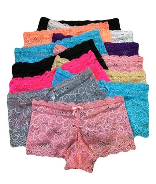 36 Pieces Rose Ladys Lace Boyshort Assorted Colors In Size Large Womens  Panties Underwear