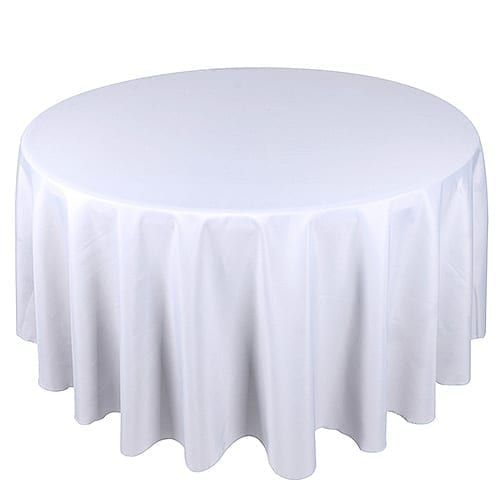 12 Wholesale Round Tablecloths White Bleached White Spun 90 Inch