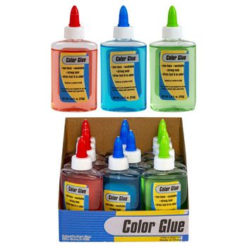 36 Wholesale Glue 3.8oz 3ast Color 12pc Pdq